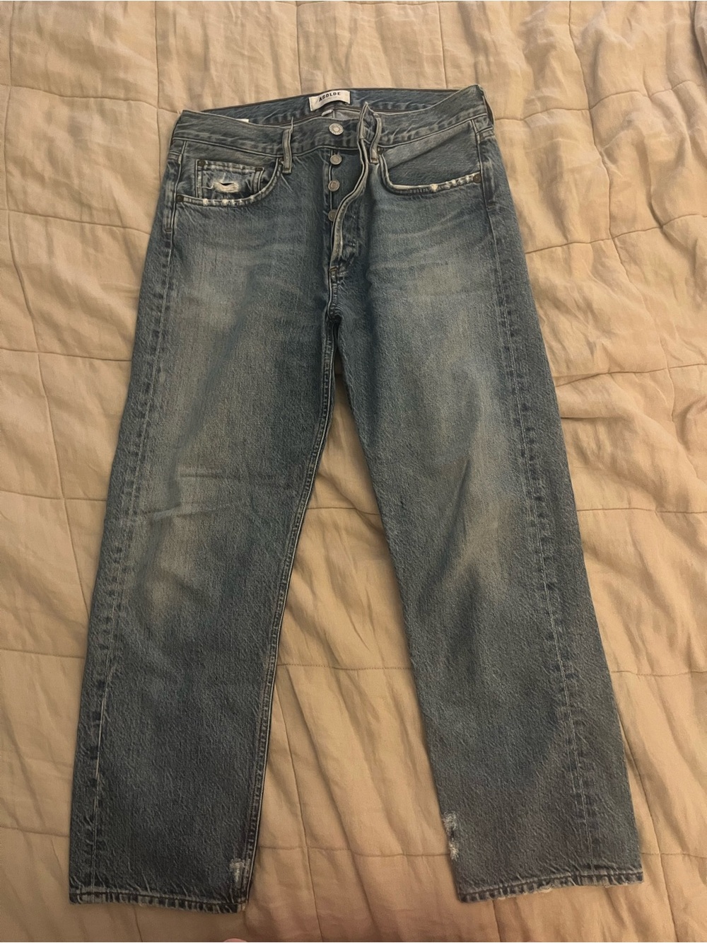 Agolde Straight Leg Mid-Wash Blue Jeans